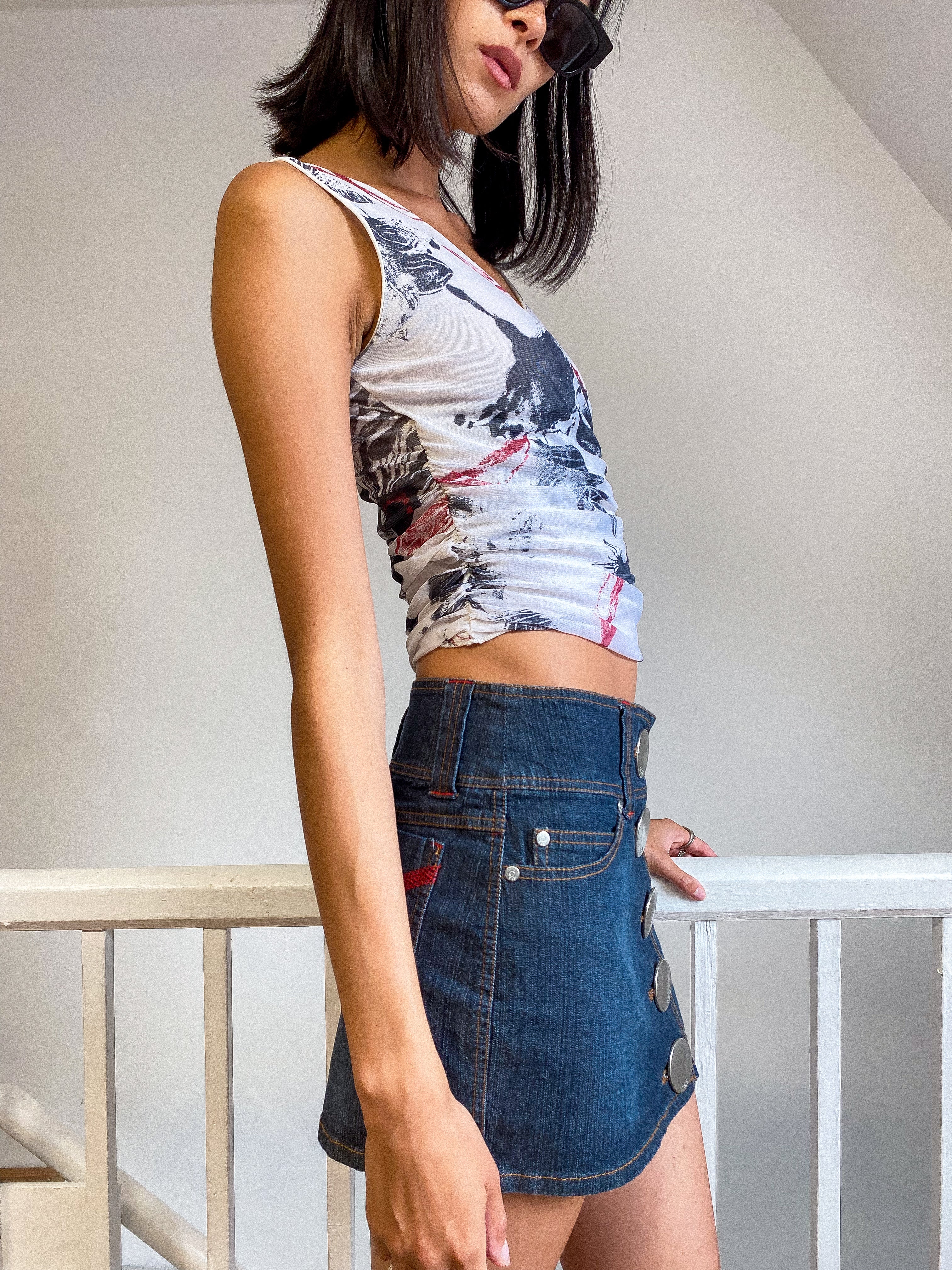 2000s Denim Mini Skirt Size S - M