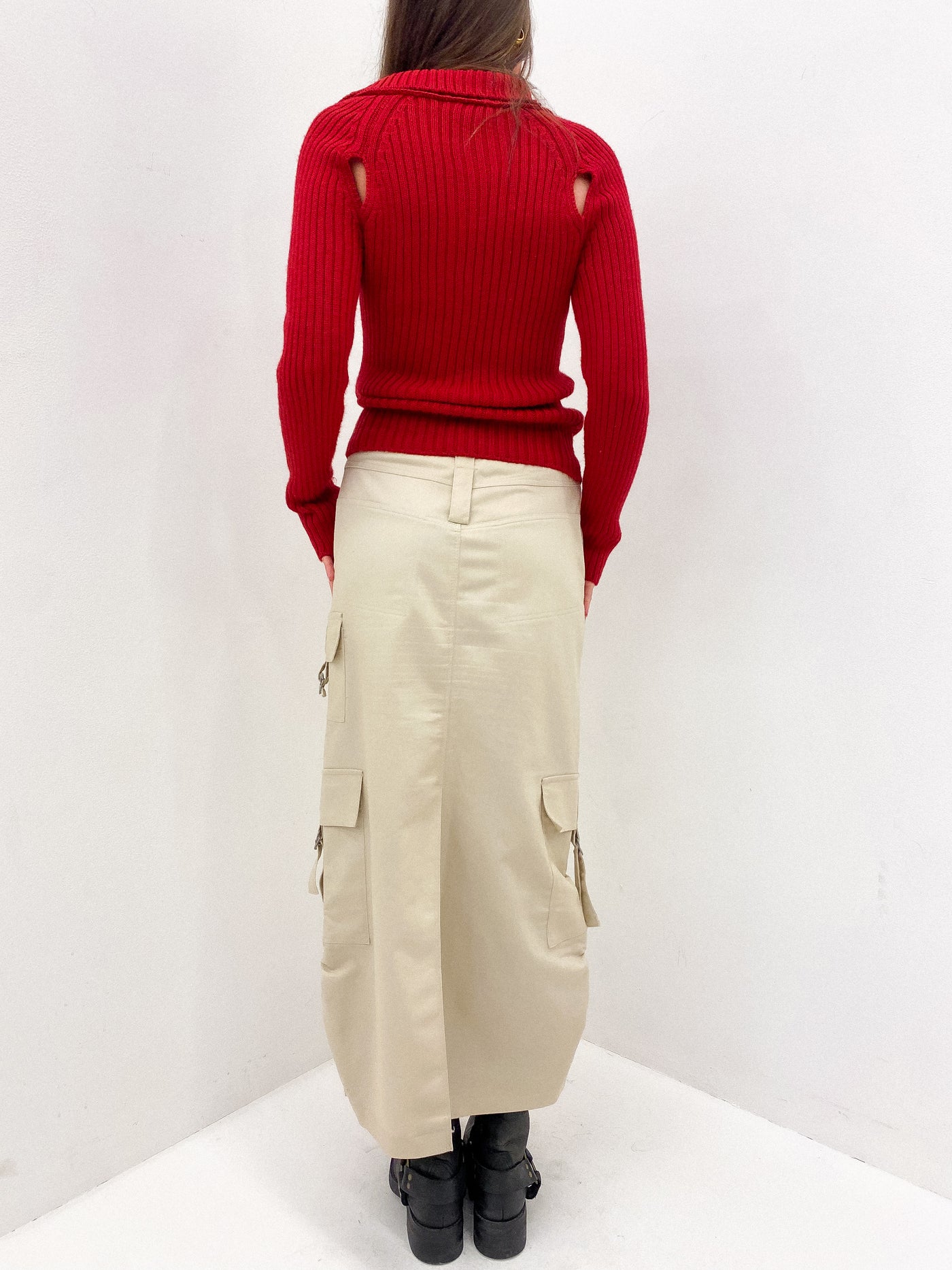 Beige 00's Cargos Skirt S - M