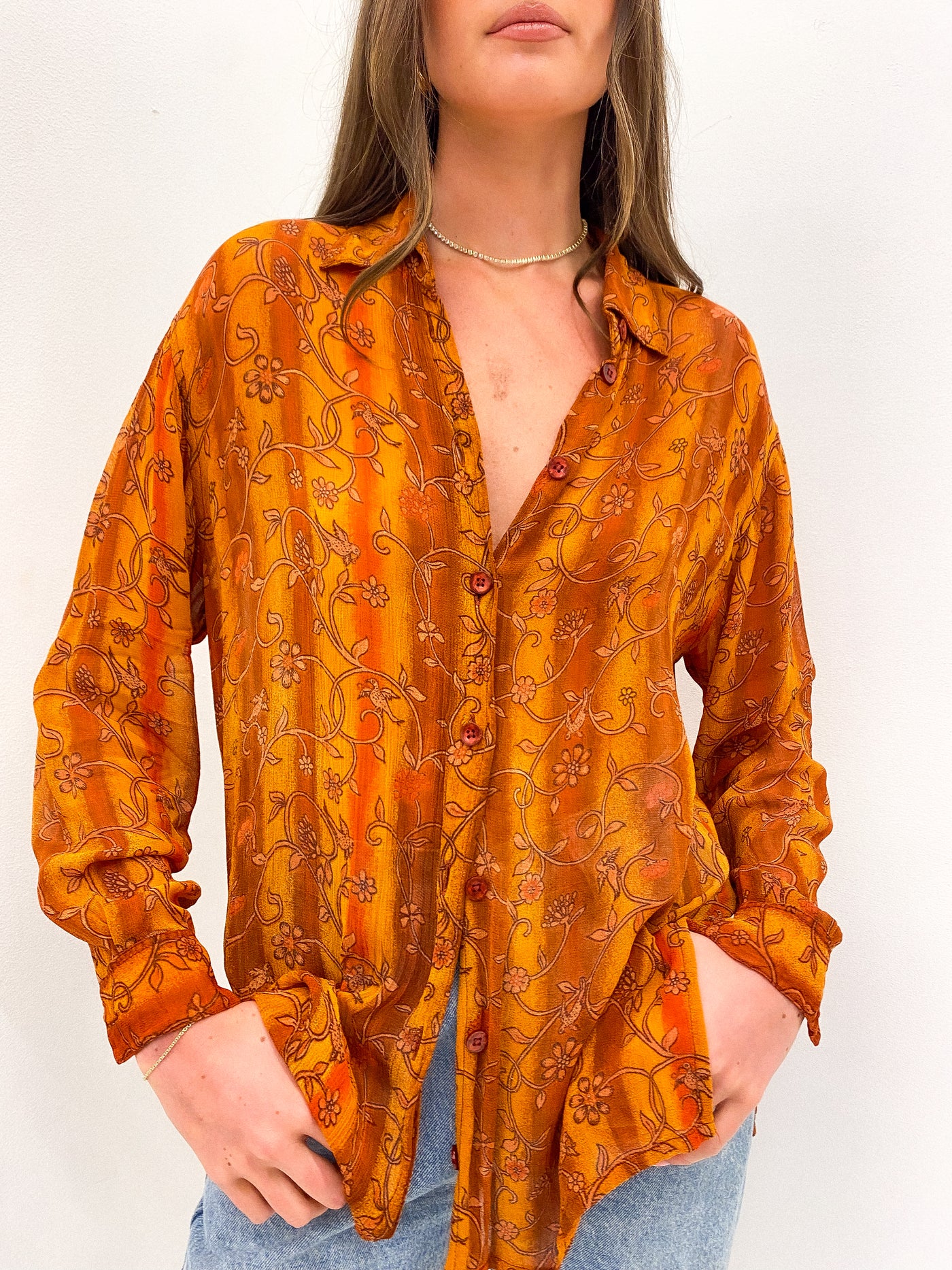Sheer Vine Blouse Size M