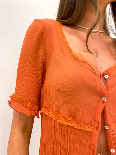 Silk Sheer Blouse Size M