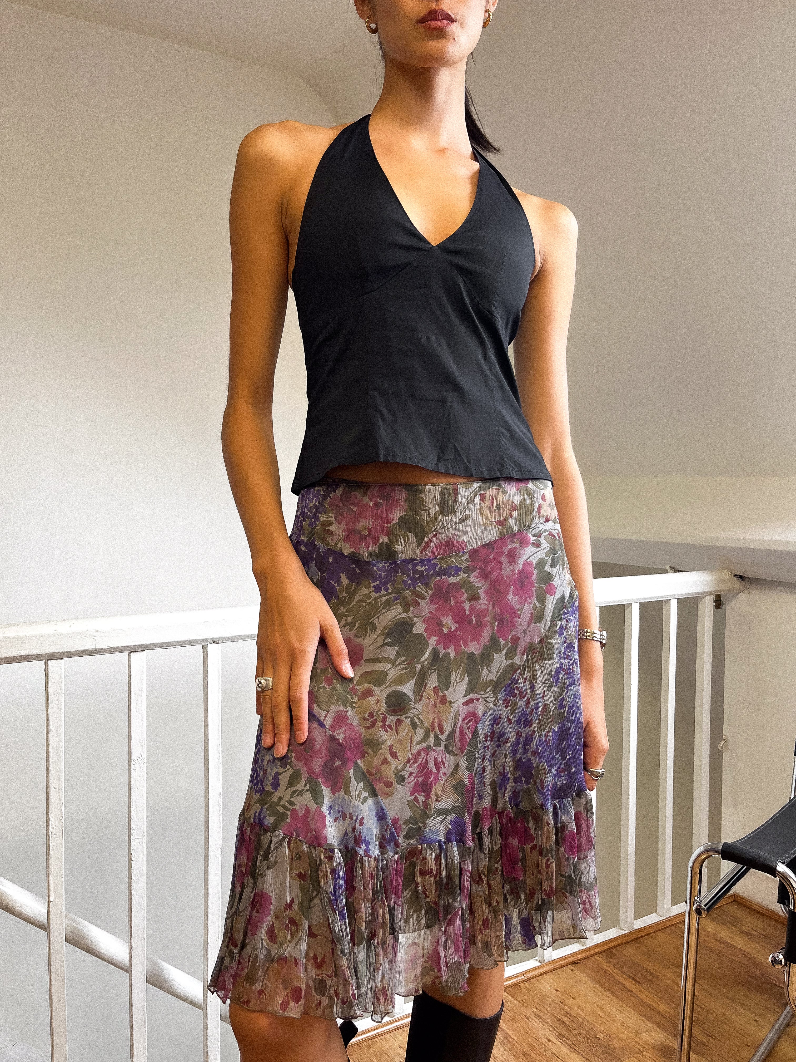 BLUMARINE Silk Layered Skirt UK 6 - 10
