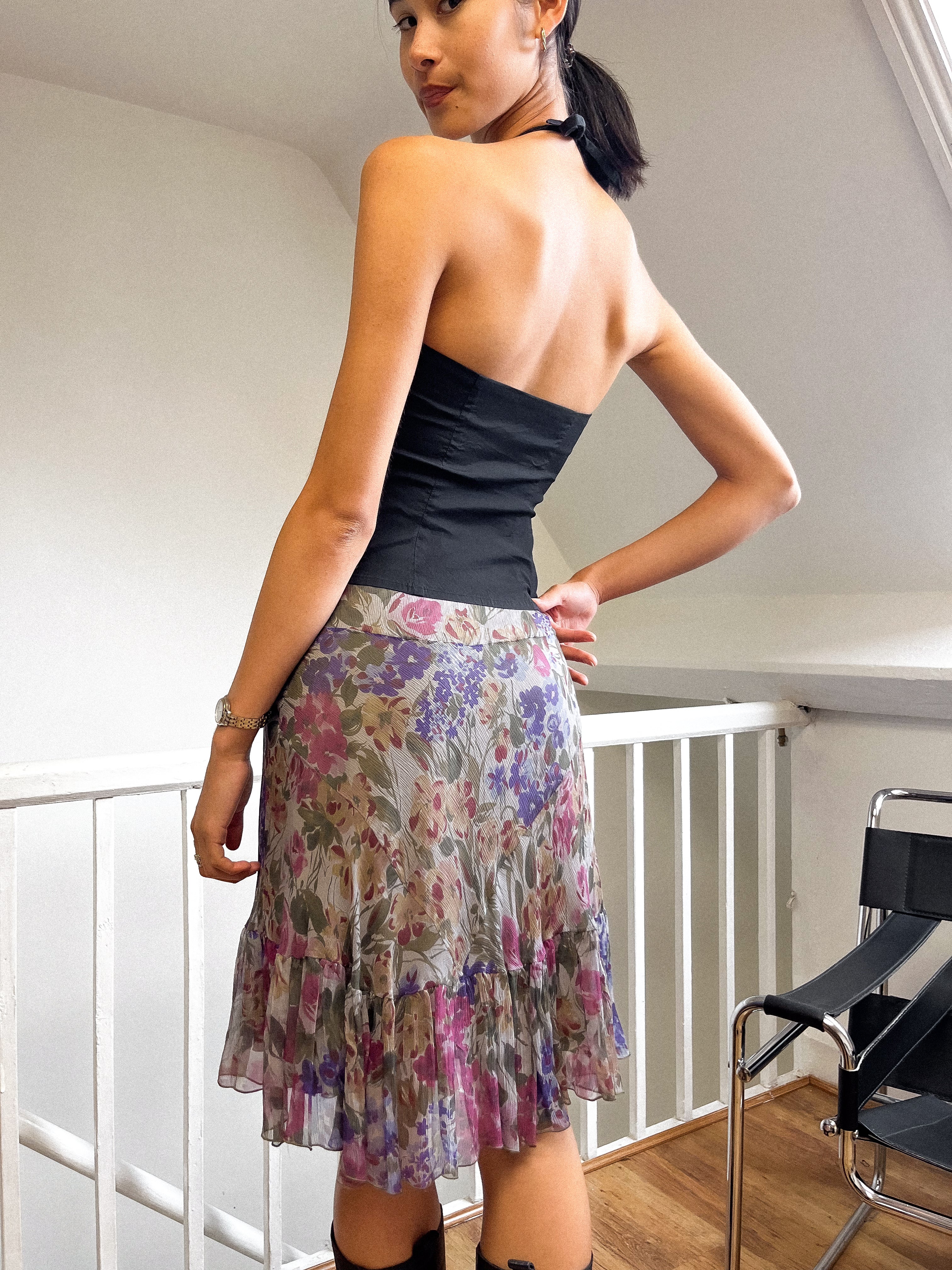 BLUMARINE Silk Layered Skirt UK 6 - 10