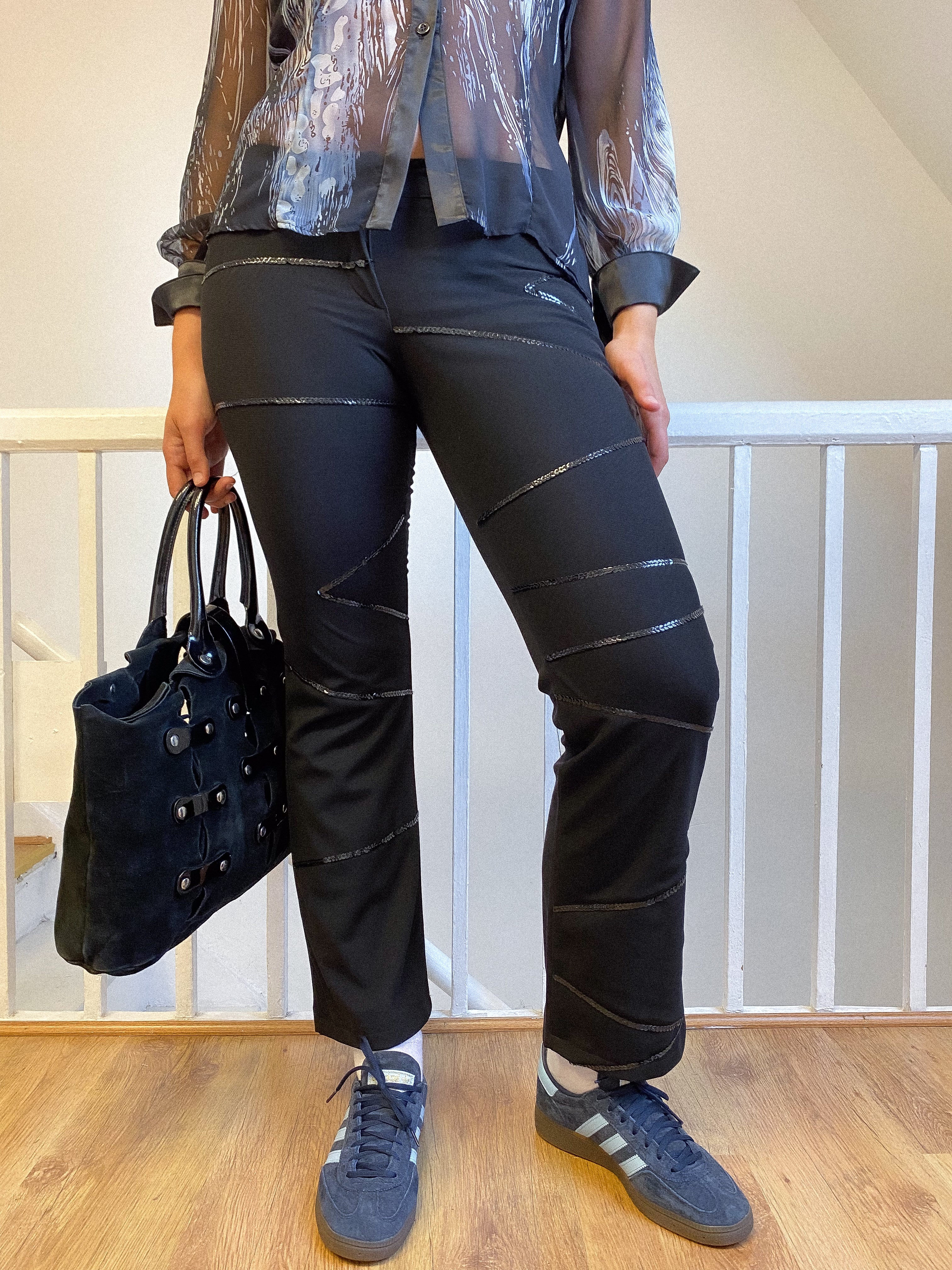 2000s Sequin Mesh Pants UK 12