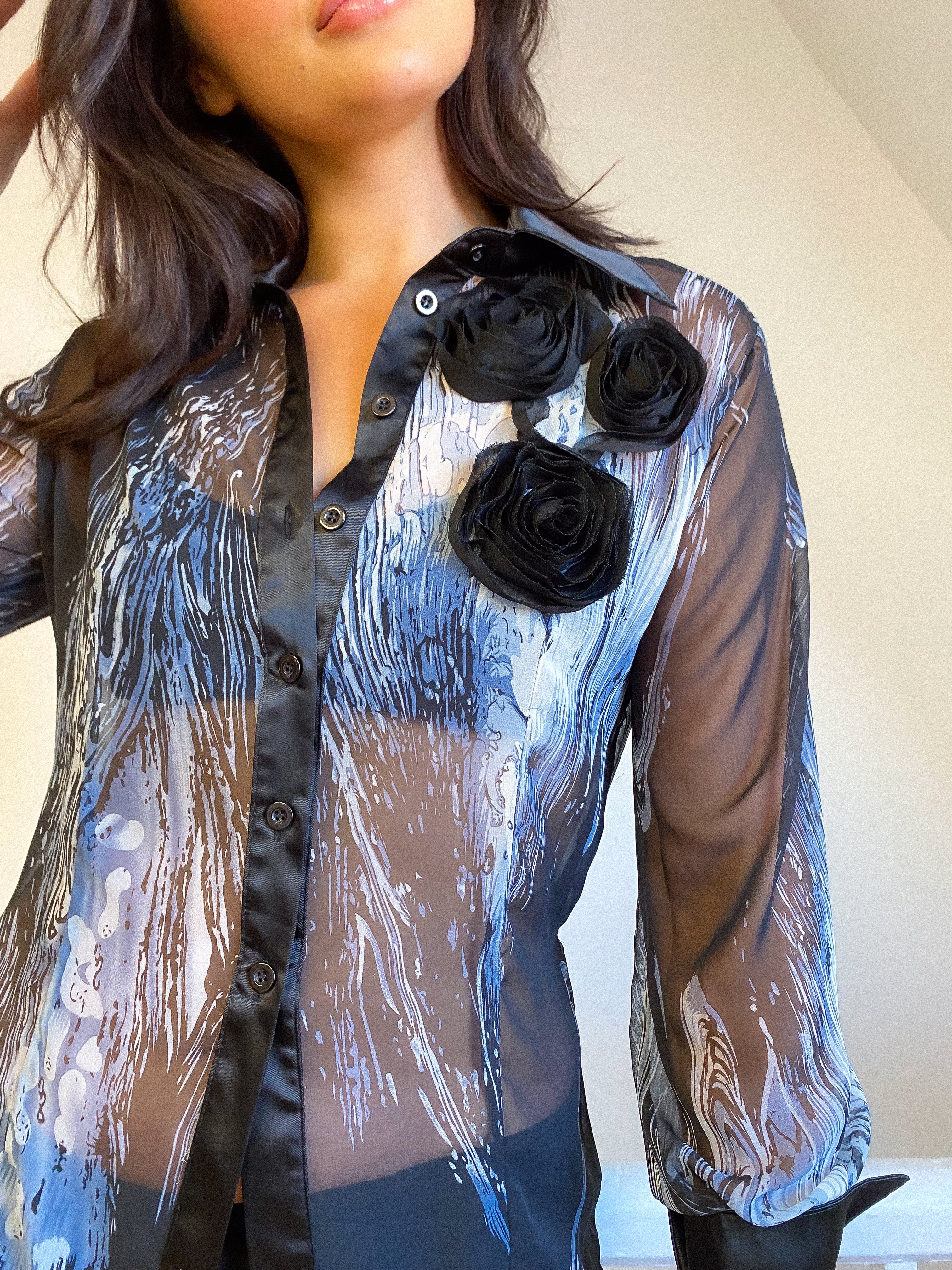 2000s Sheer Luxe Blouse UK 14