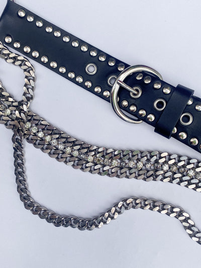 Leather & Chain Belt 32" - 37"