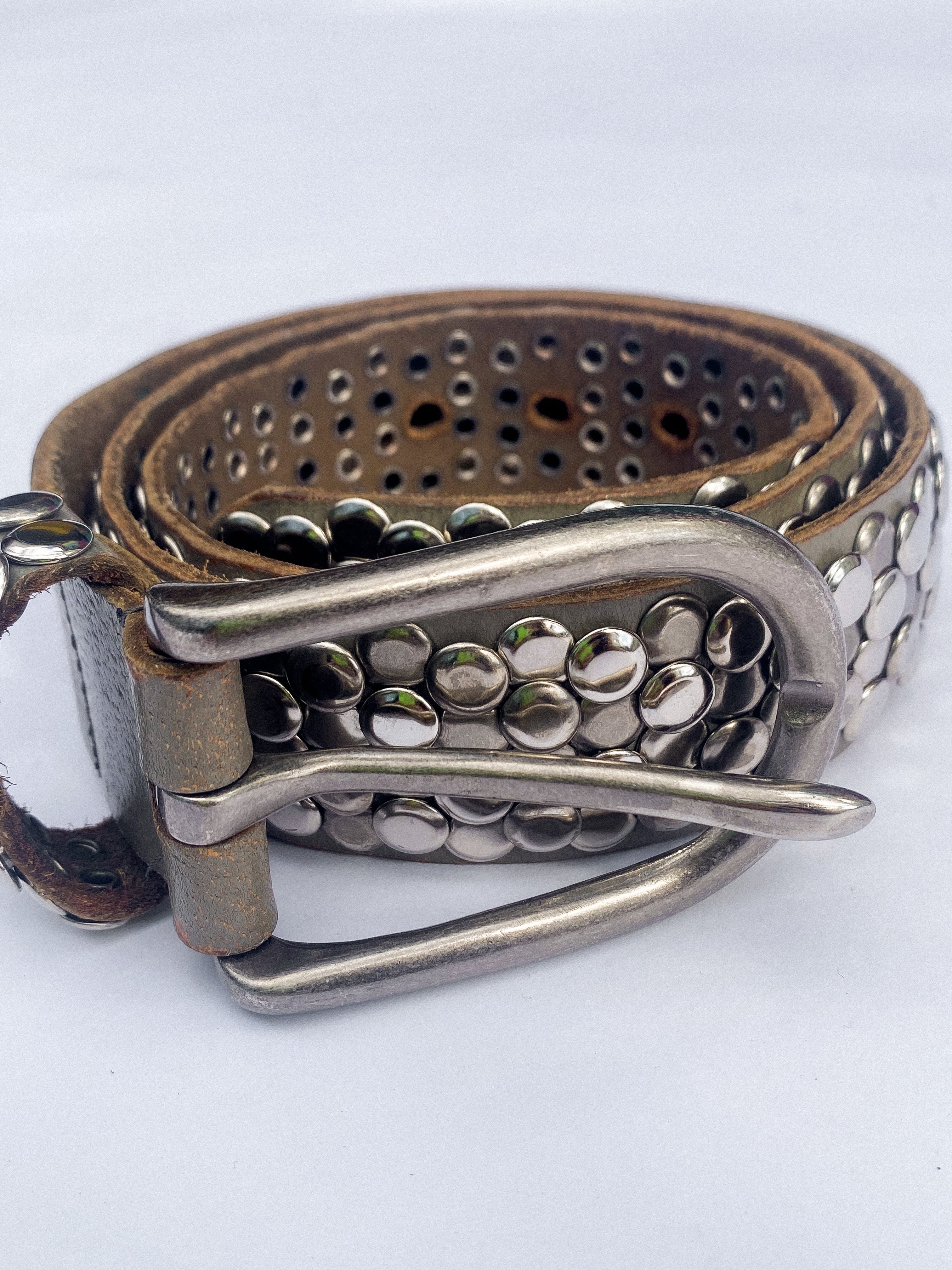 90s Silver Stud Belt 32" - 35"