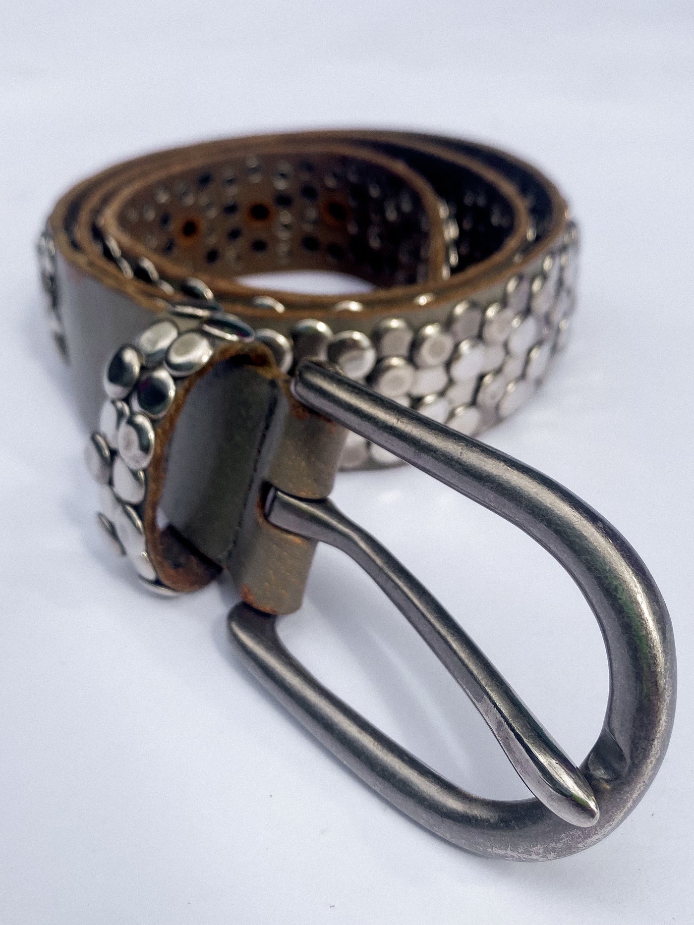 90s Silver Stud Belt 32" - 35"