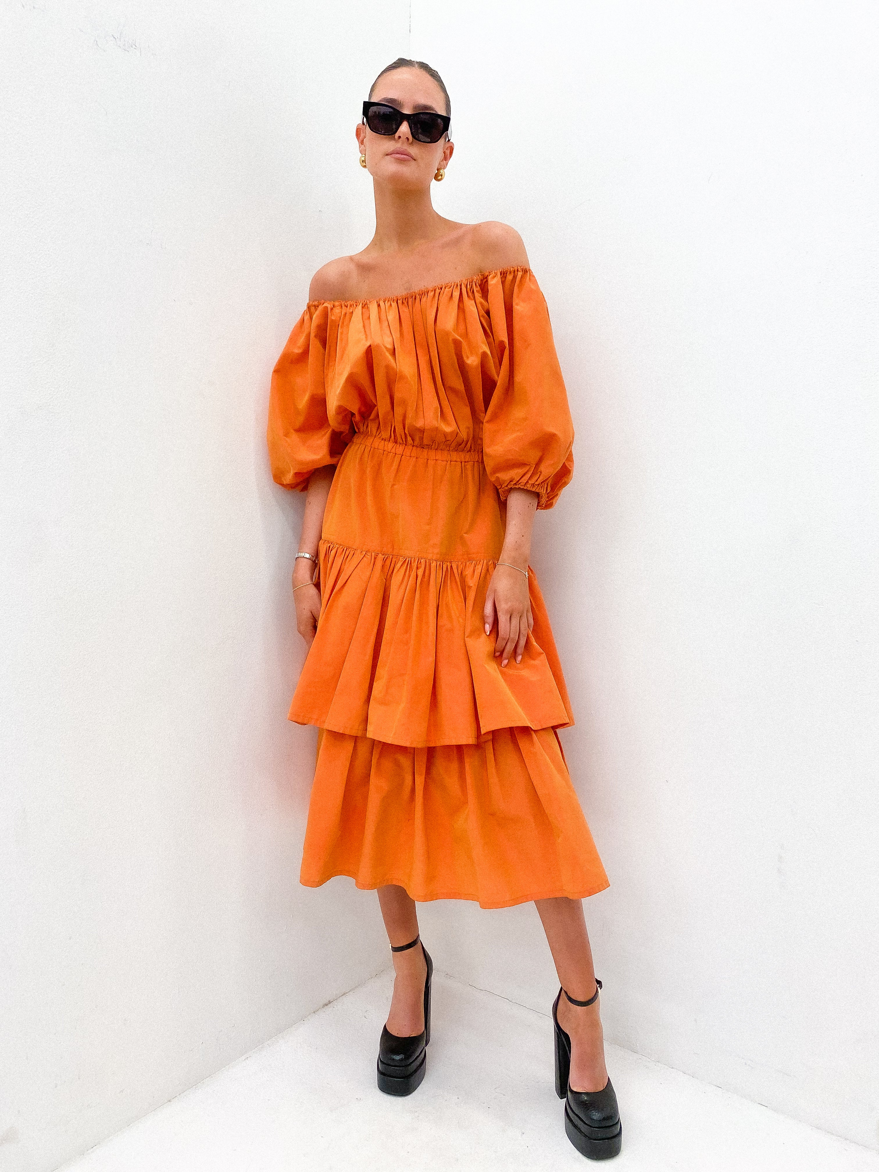 JIL SANDER Irredescent Ruffle Dress UK 10 - 12