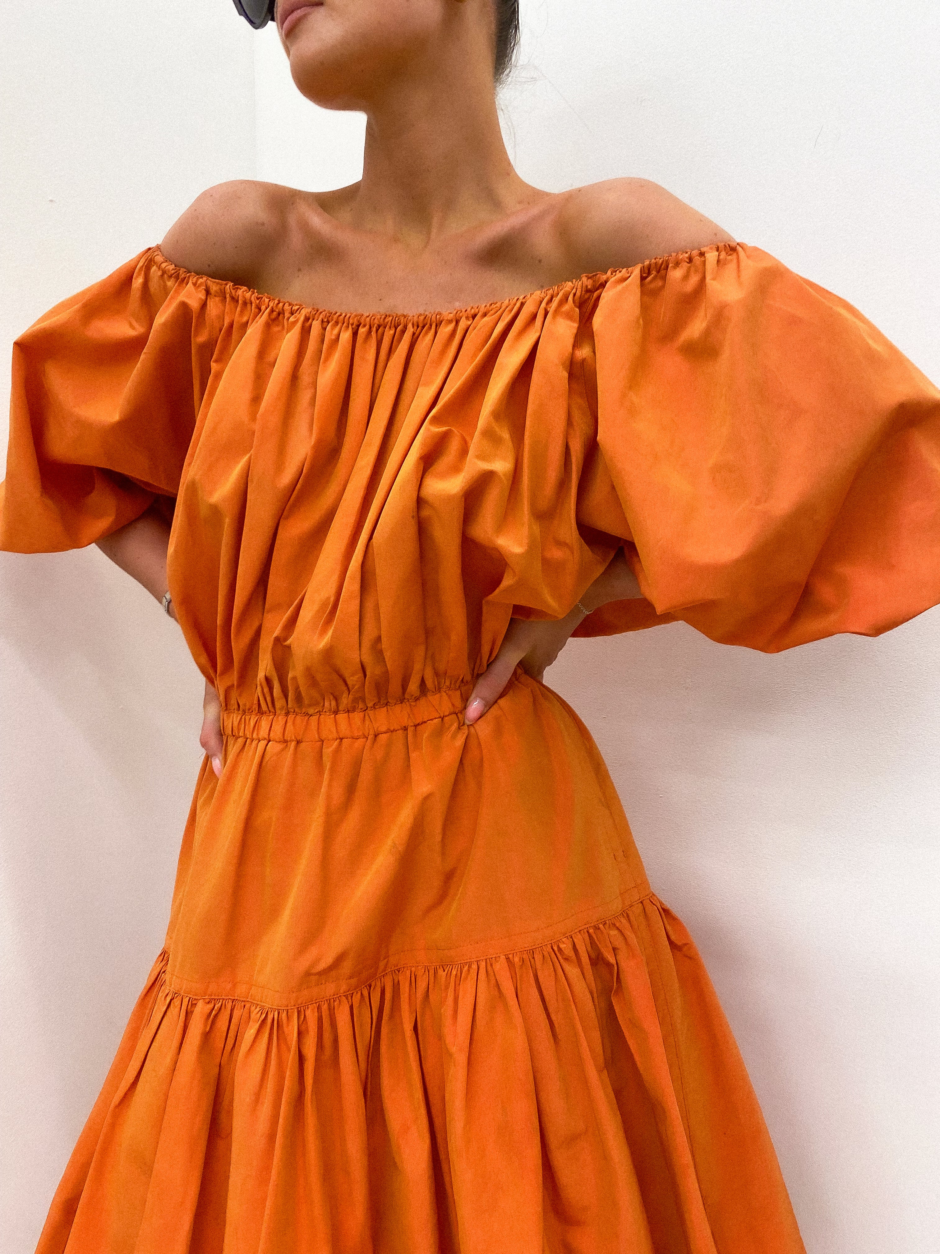 JIL SANDER Irredescent Ruffle Dress UK 10 - 12