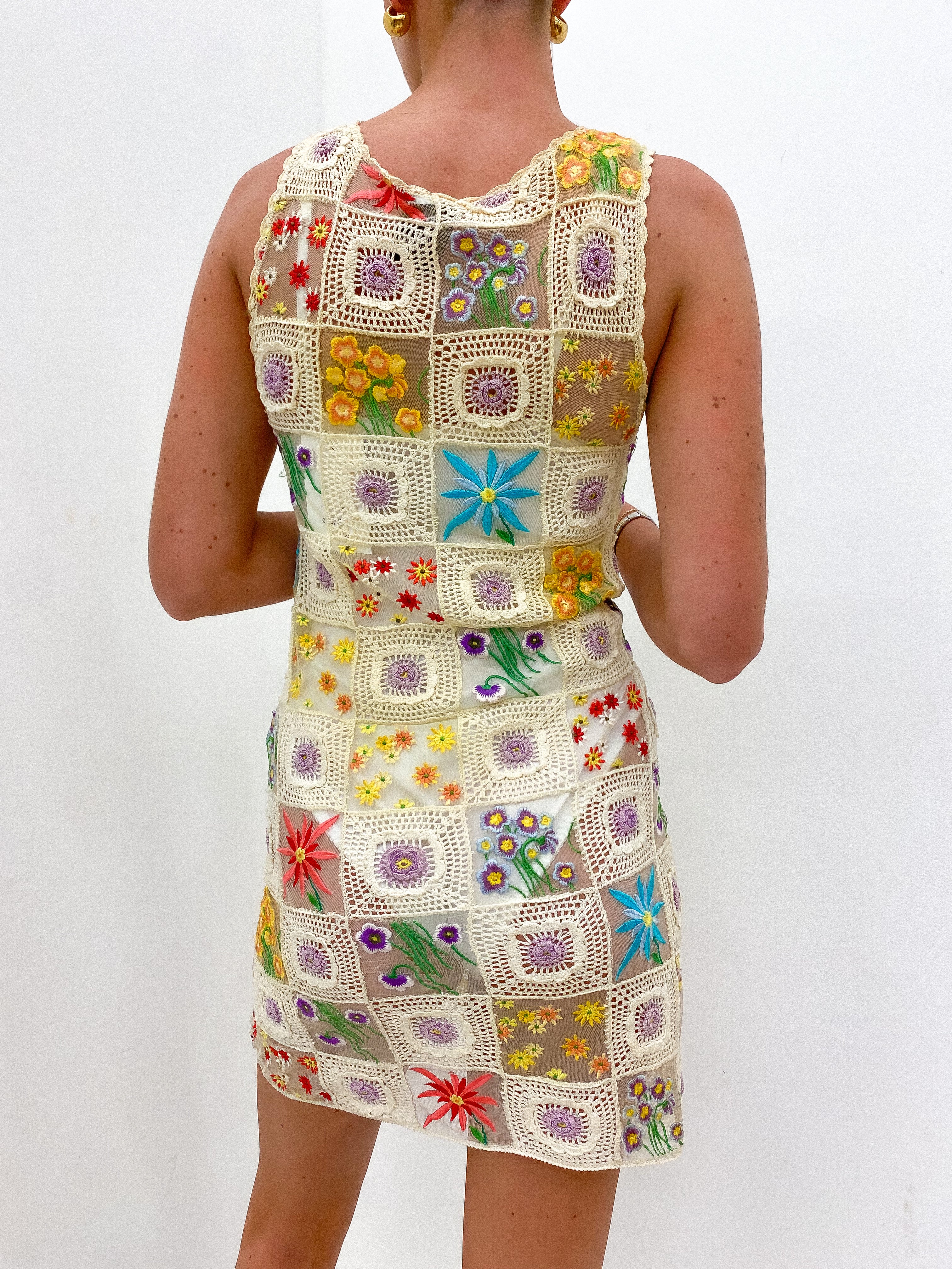 MOSCHINO Sheer Crochet Mini Dress 8 - 10