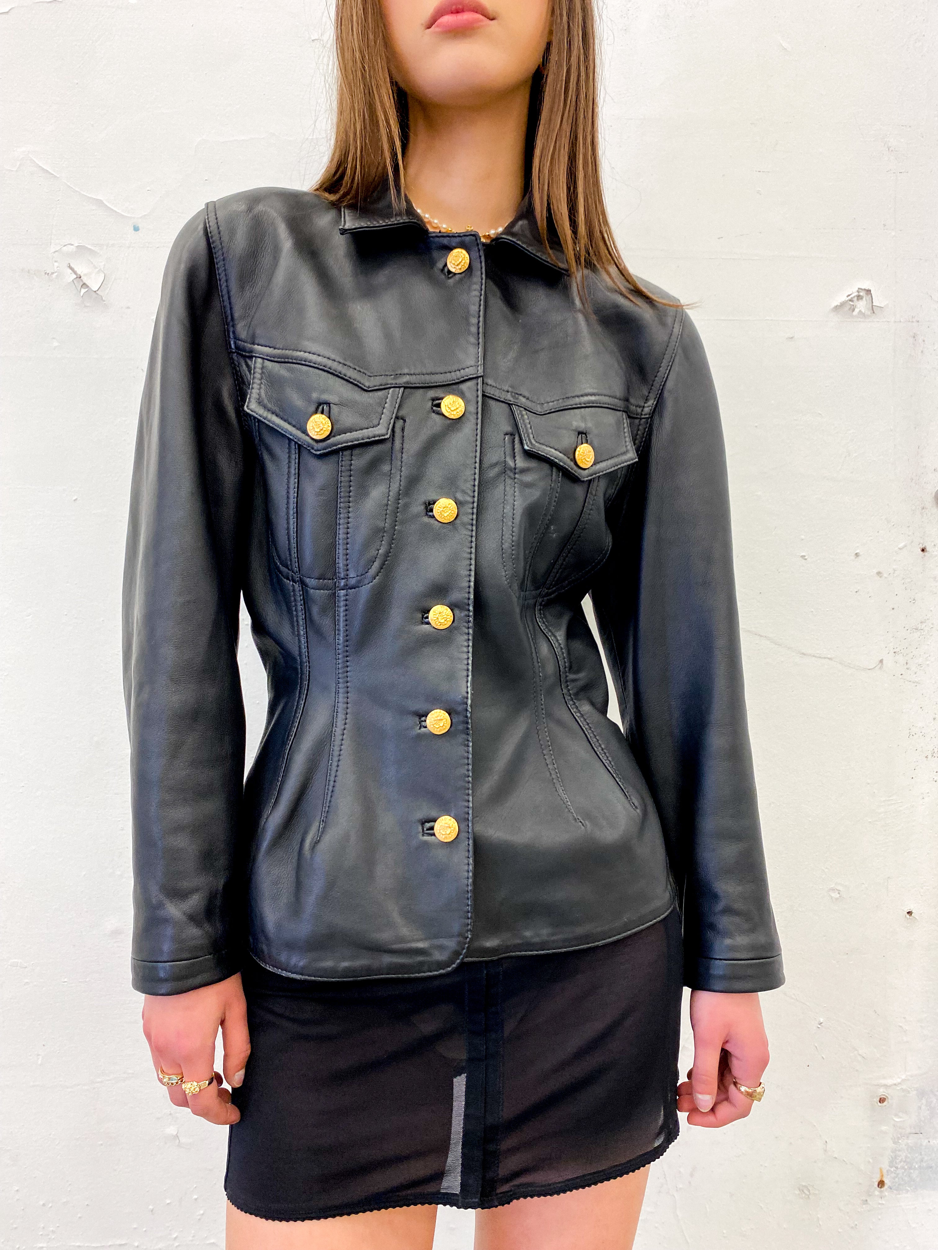 KENZO 1990s Leather Jacket Size M