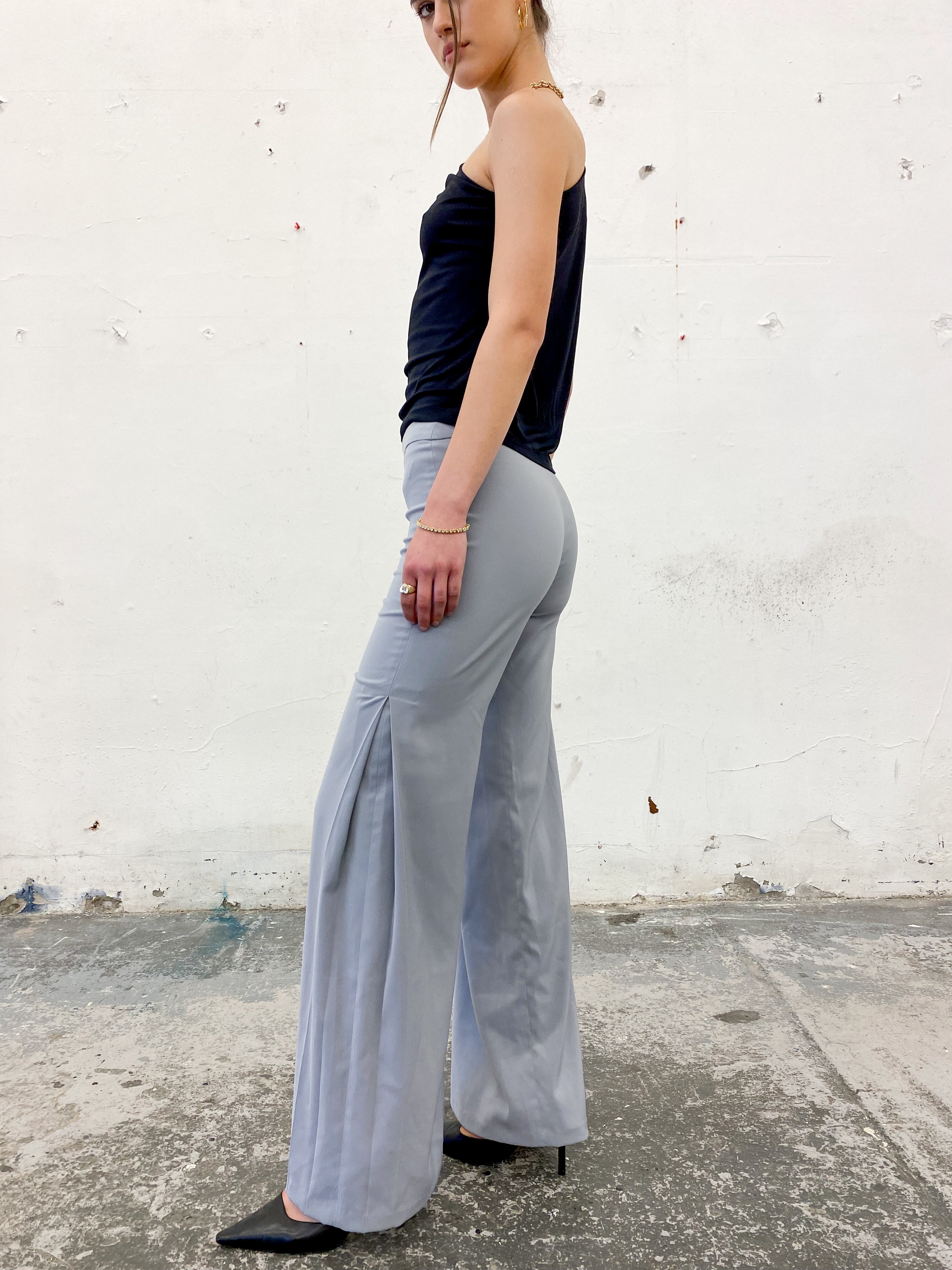 Flared Darted Grey Pants 27"W | 32"L
