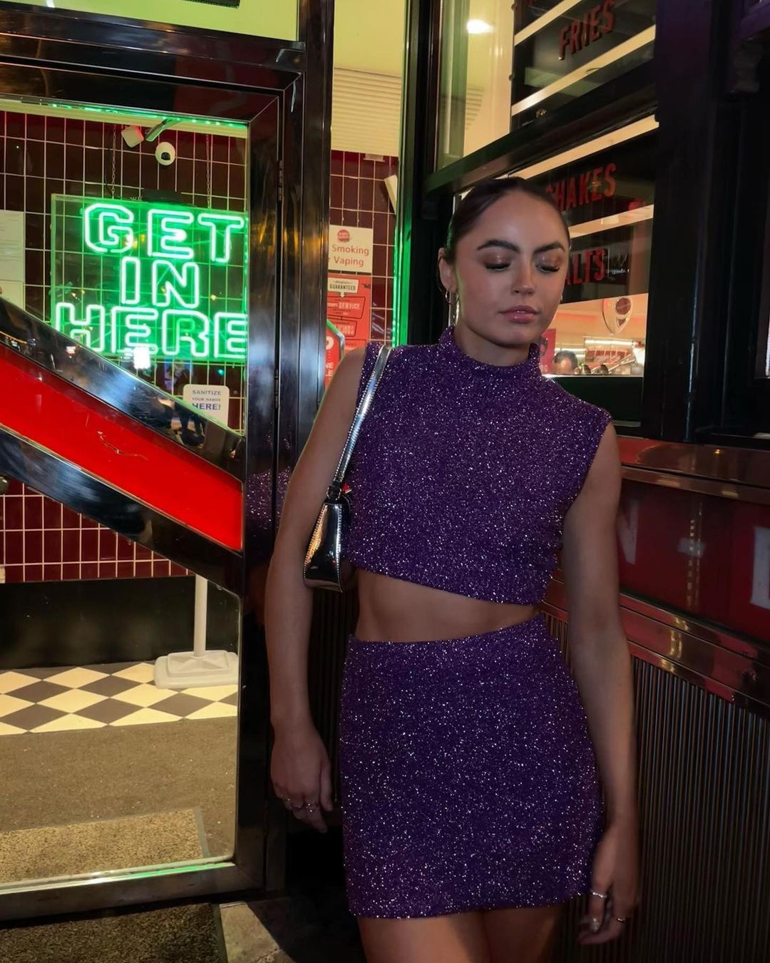 90s Purple Sparkle Knit Two Piece S