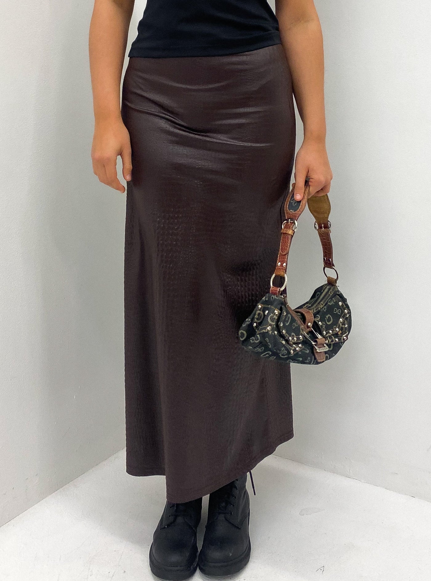 Leather Look Croc Skirt Size M