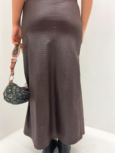 Leather Look Croc Skirt Size M