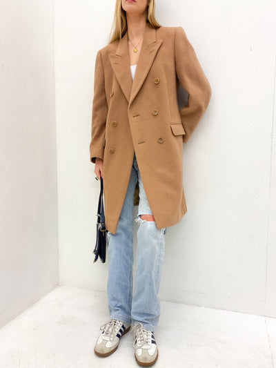Camel Wool & Cashmere Coat Size M - L