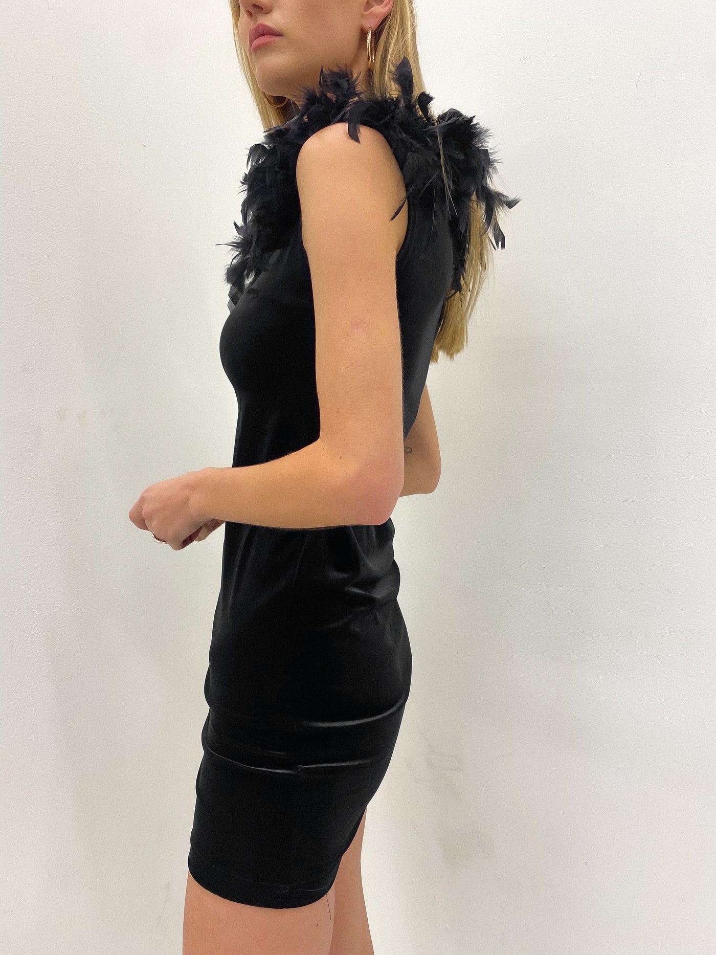 Velour Feather LBD Size S