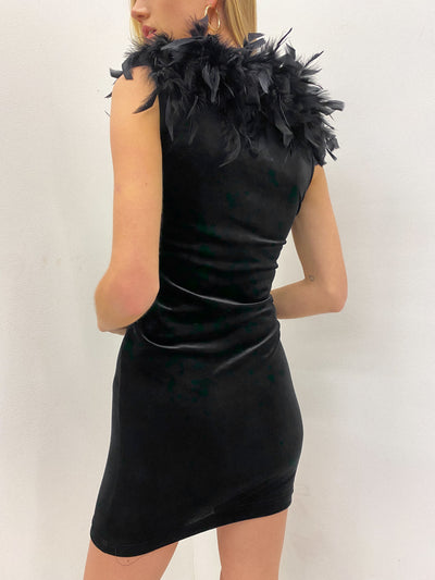 Velour Feather LBD Size S