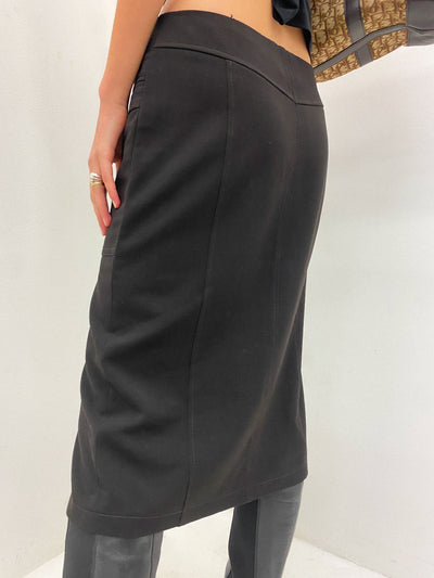 90s Ebony Zipped Skirt UK 10 - 12