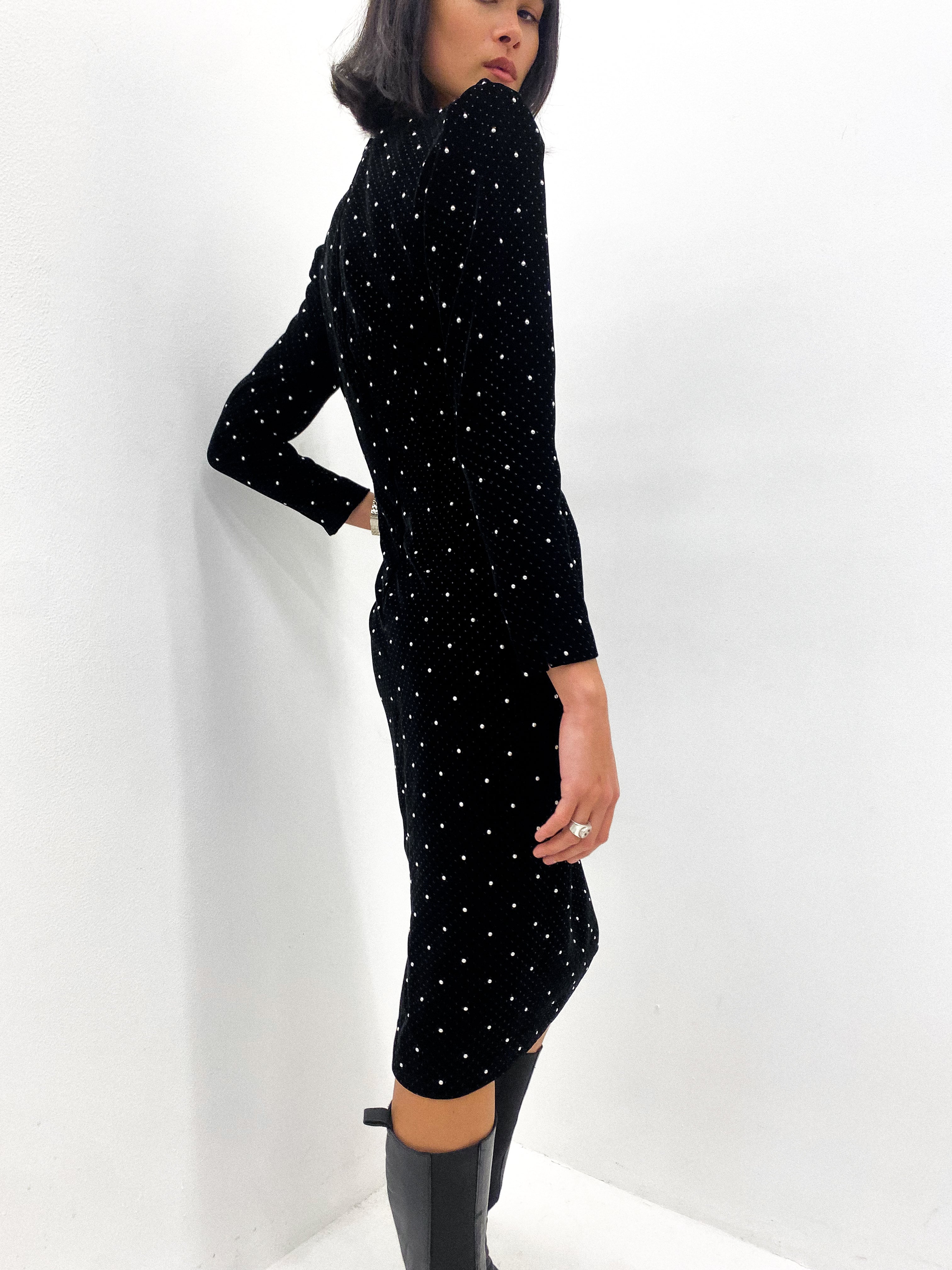 JIL SANDER Velour & Pearl Dress UK 10