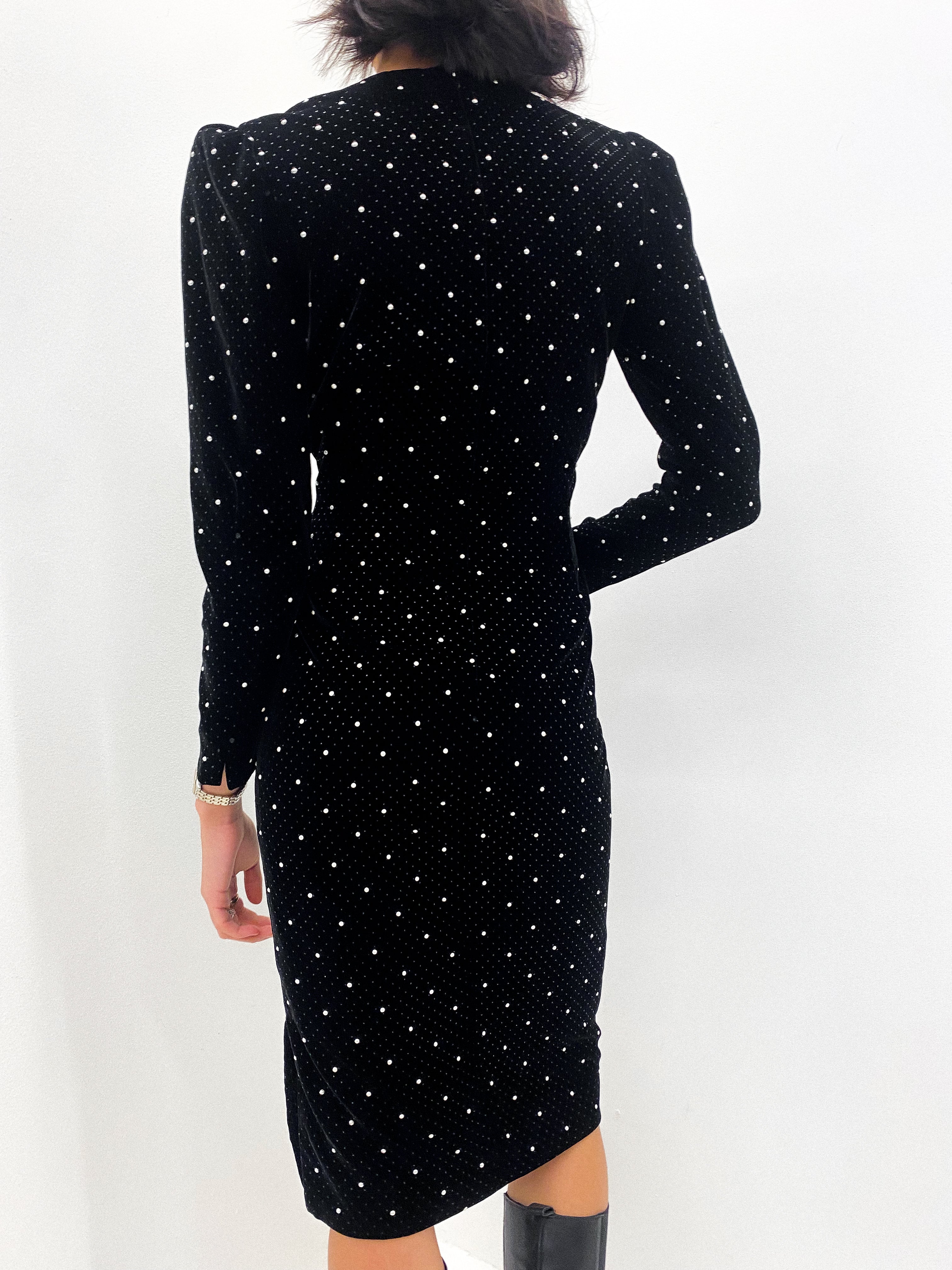 JIL SANDER Velour & Pearl Dress UK 10