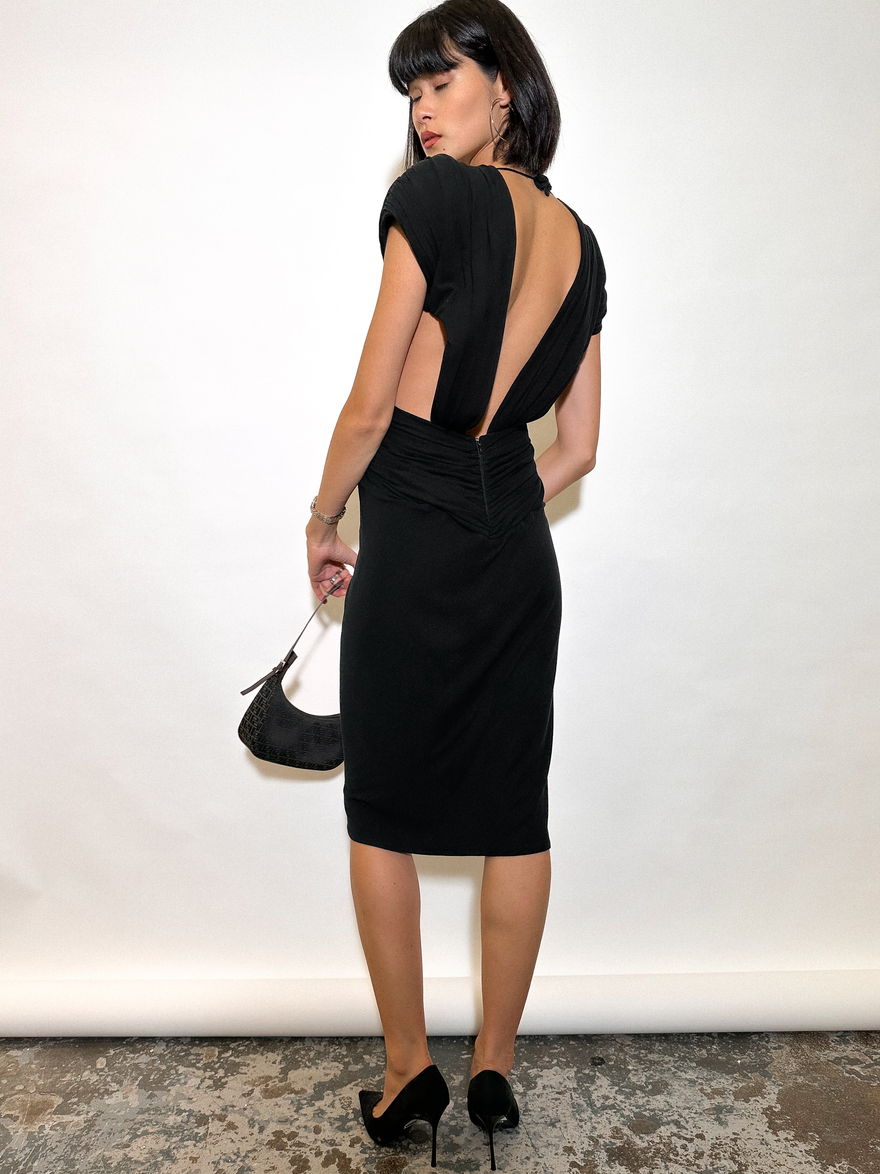 LA PERLA 2000s Ruched Backless Dress UK 8 - 10