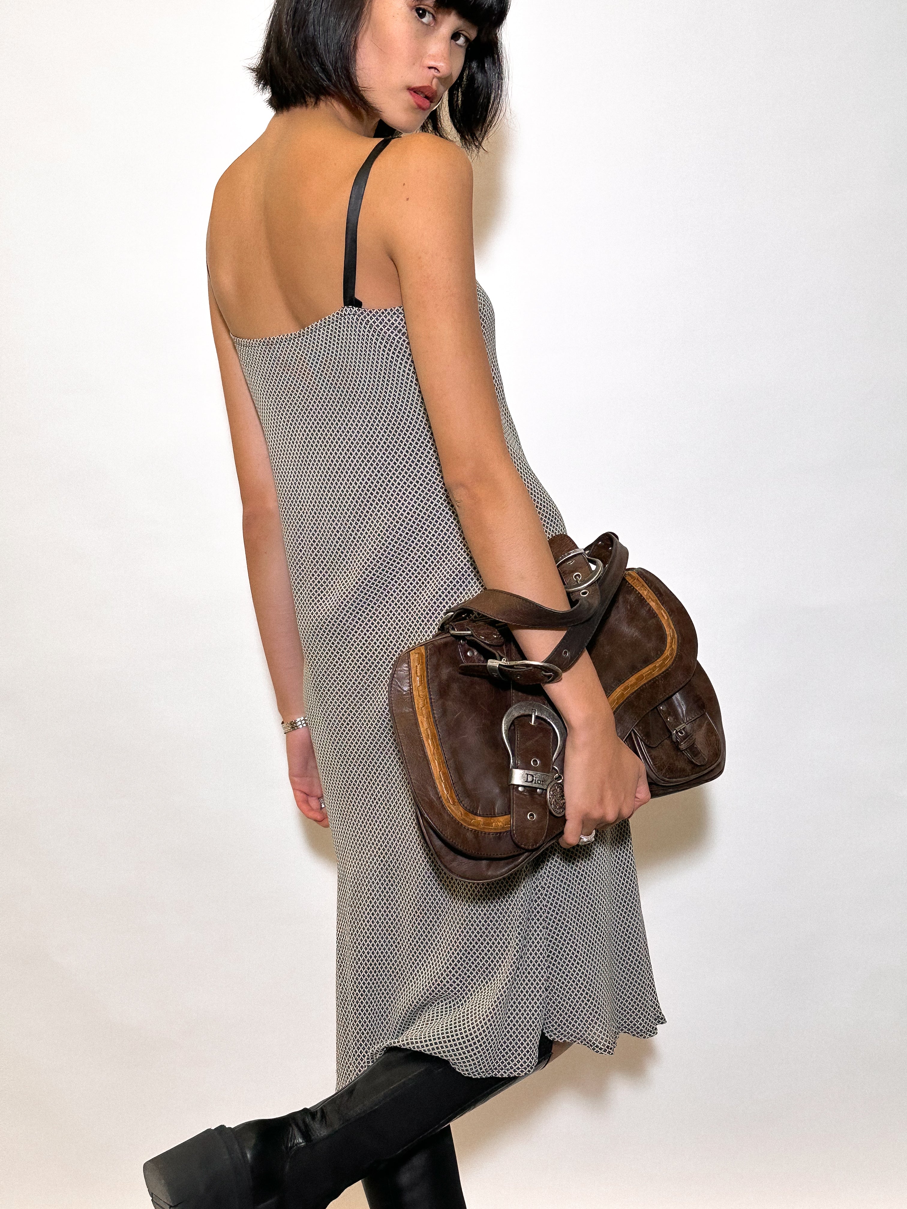 VALENTINO 1980s Chevron Dress UK 8 - 10