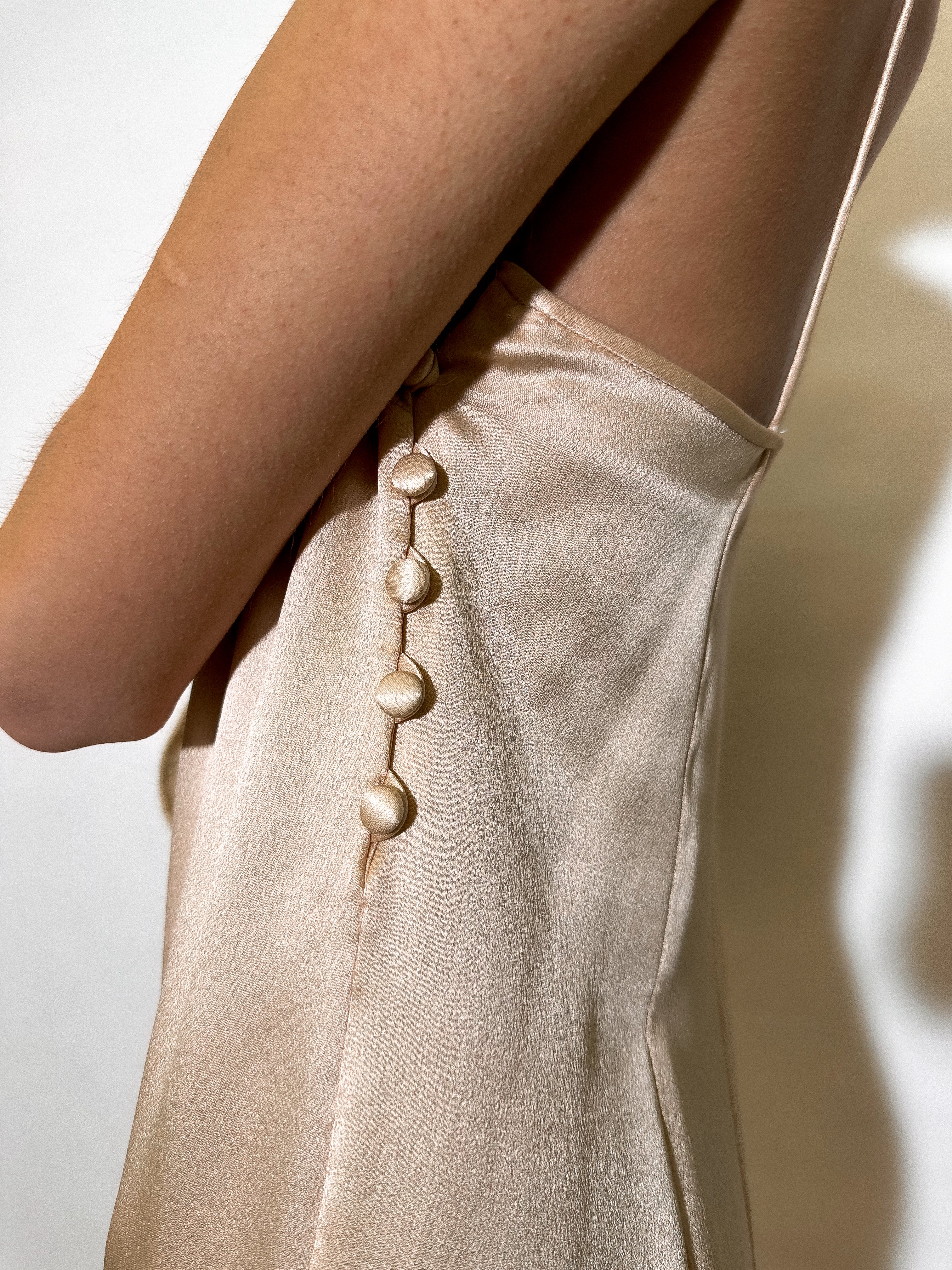 FRETTE Silk Peach Midi Dress Size S