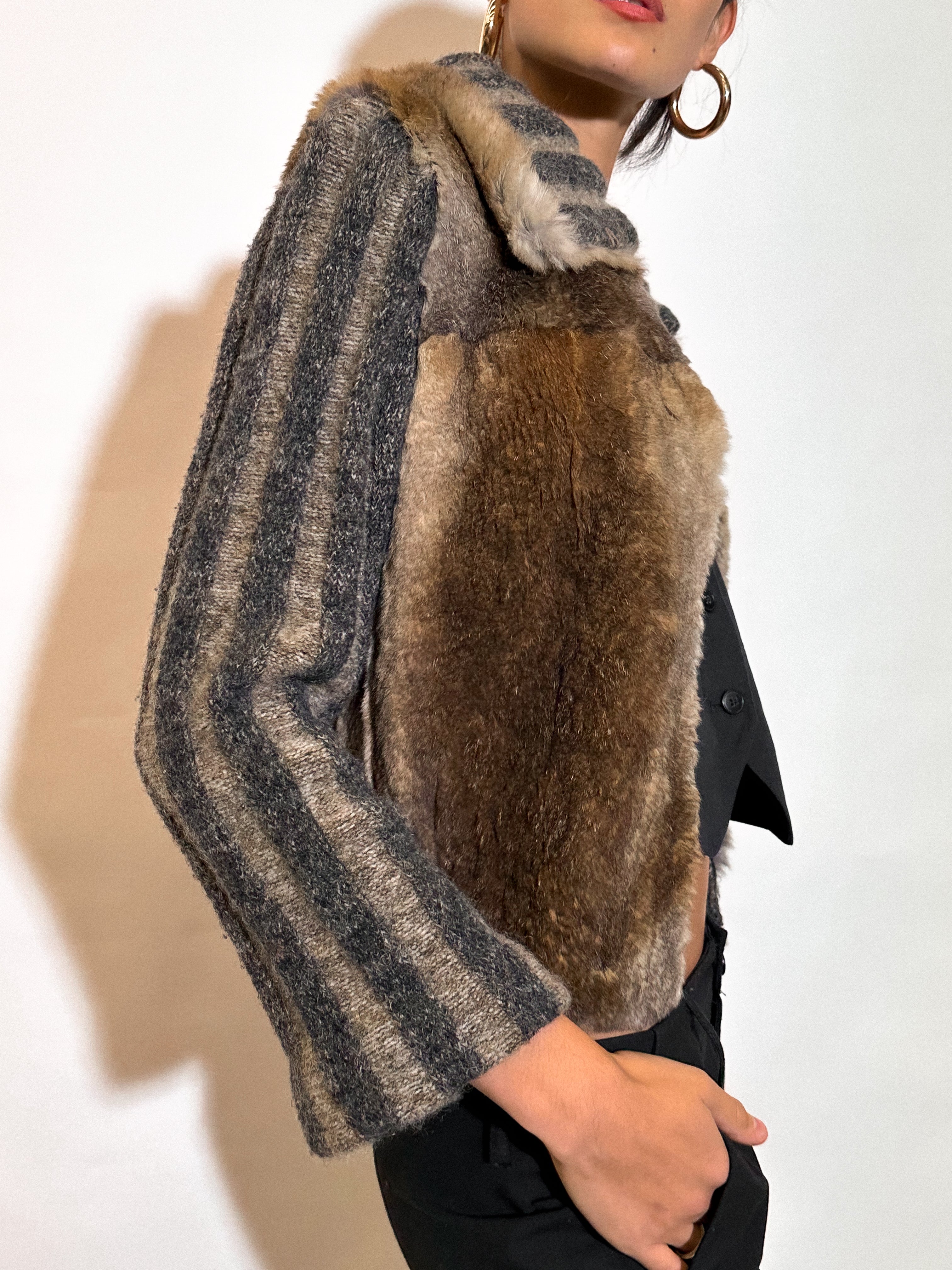 ROBERTO CAVALLI Fur Knit Cardigan UK 8 - 10